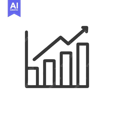 Aset desain premium: Ascending Bar Graph Icon with Arrow, Business Growth Concept, Isolated
