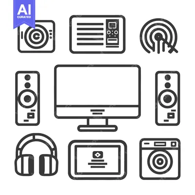 A collection of electronic devices and media equipment icons