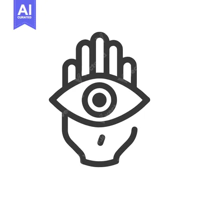 Hamsa Hand with Eye Symbol, Minimalist Line Art Icon