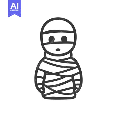 Aset premium populer: A cartoon depiction of a standing mummy in a simplistic style