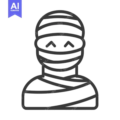 Premium design asset: This image depicts a wrapped mummy with friendly upturned eyes