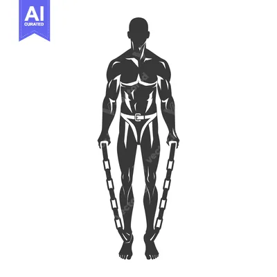 Aset desain premium: Muscular Man Bound with Chains