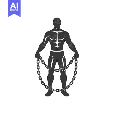 Aset premium populer: Muscular Man Silhouette Holding Chains Around His Legs
