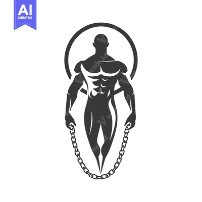 Popular premium asset: Muscular Man Silhouette Holding Chains Within a Circle