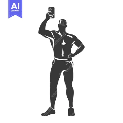Aset premium populer: Muscular man taking a selfie with a smartphone
