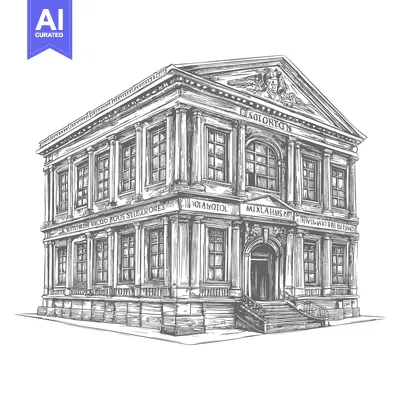 Premium design asset: A detailed architectural sketch of a classical building design