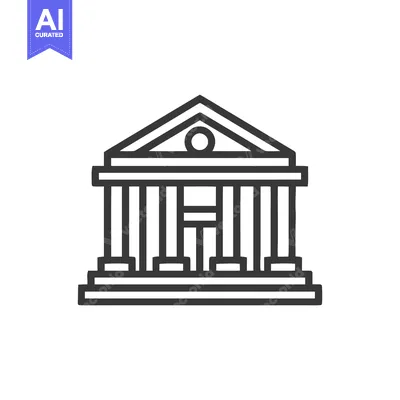 Aset premium populer: Minimalist Bank Icon: Classic Greek Architecture with Bold Lines