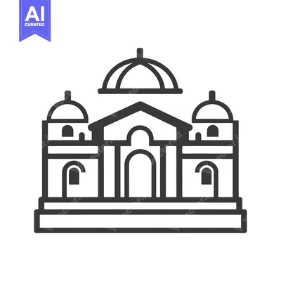 Aset desain premium: A simple illustration of a building with a dome and pillars