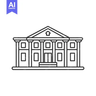 Aset desain premium: A simple black and white line drawing of a building