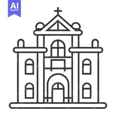 A Line Drawing Depicting a Church or Cathedral Building