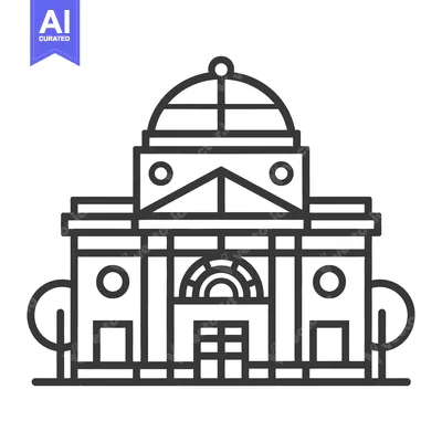 Popular premium asset: A detailed black and white illustration depicting an architectural bui