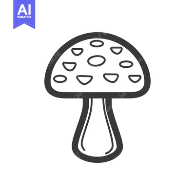 Premium design asset: Simple illustration shows a mushroom with dots on its cap