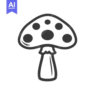 Aset premium populer: A simple illustration showing a single mushroom against white backgrou