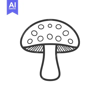 Aset premium populer: A simple black and white line drawing of a mushroom