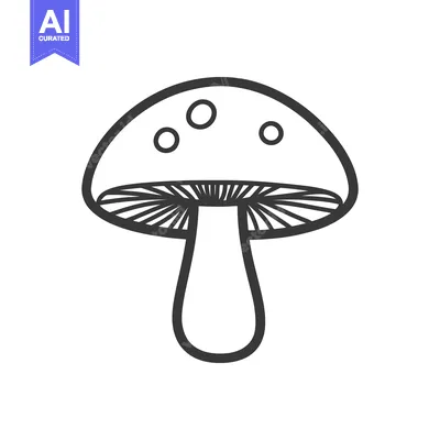 Aset premium populer: A Simple Black And White Illustration Of A Mushroom