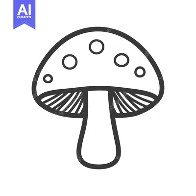 Popular premium asset: Simple black and white illustration of a common mushroom