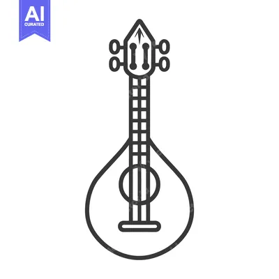 A detailed simple outline of a stringed musical instrument