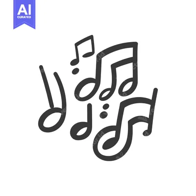 Aset desain premium: A collection of various black music notes on a white background