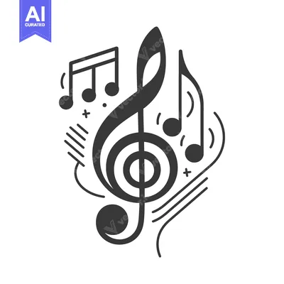 Aset desain premium: An artistic representation of musical notes and a treble clef