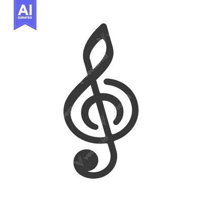 Popular premium asset: A simple black graphic representation of the treble clef symbol