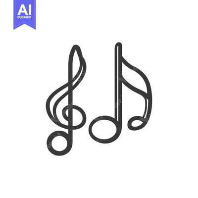Aset desain premium: A simple black illustration shows two common music symbols together