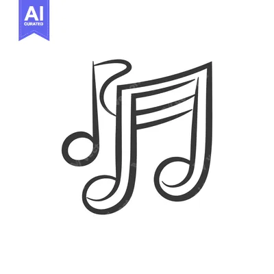 Simple black and white illustration of musical notes on white backgrou
