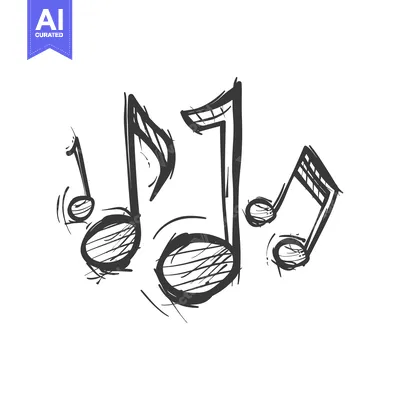 Aset desain premium: Handwritten sketch of musical notes set on a white background