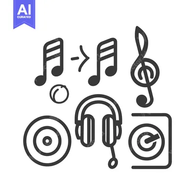 Simple musical instrument symbols and notes in a modern design
