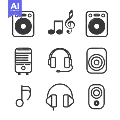 Aset desain premium: Illustrated audio equipment representing musical instruments and sound