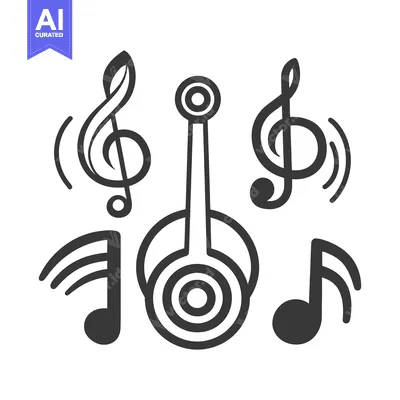Aset desain premium: An illustration featuring musical notes and a stringed instrument desi
