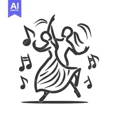 Aset premium populer: Dancing couple performing with musical notes in graceful harmonious mo