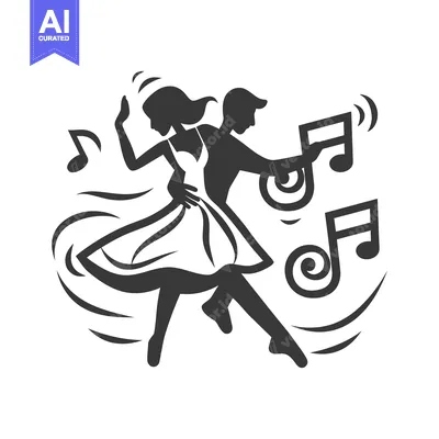Aset premium populer: A Silhouetted Couple Gracefully Dancing to Melodic Musical Notes
