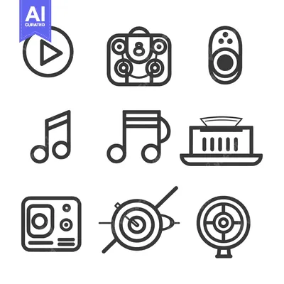 Aset desain premium: Illustrated Icons Representing Audio Video And Electronic Devices