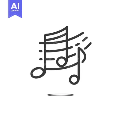 Aset premium populer: Minimalist Music Notes Icon: Bold Outline Design on White Background