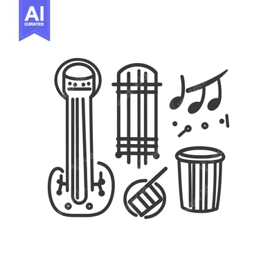 Popular premium asset: Black and white outline depictions of various musical instruments and