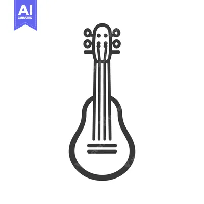 Aset premium populer: A simple illustration depicting a stringed musical instrument in a lin