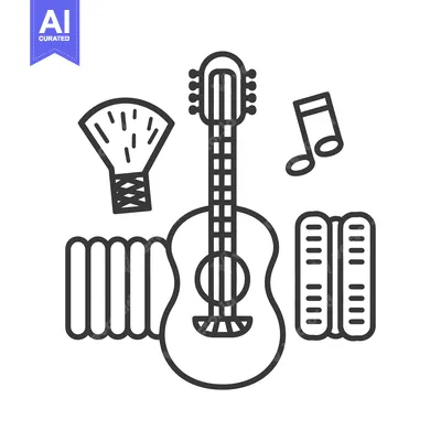 Aset premium populer: Vector illustration depicting different musical instruments and a musi