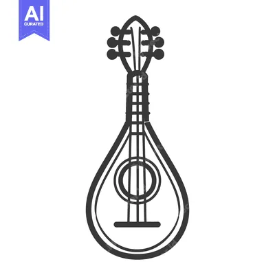 Aset desain premium: A black and white vector illustration of a musical instrument