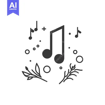 Aset premium populer: A stylized illustration featuring musical notes and natural elements a