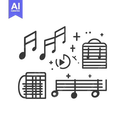 Aset premium populer: Musical icons representing sound and visual artistic representation