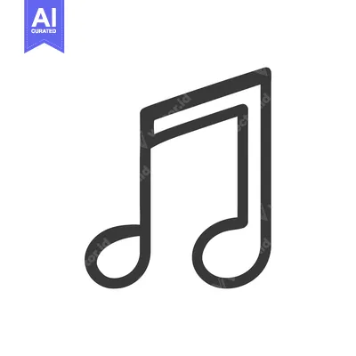 Aset desain premium: Minimalist Music Note Icon: Gray Outline on White Background, Clean De