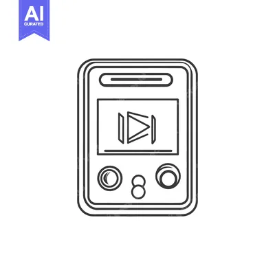 Aset desain premium: A simple outlined illustration of a digital audio device
