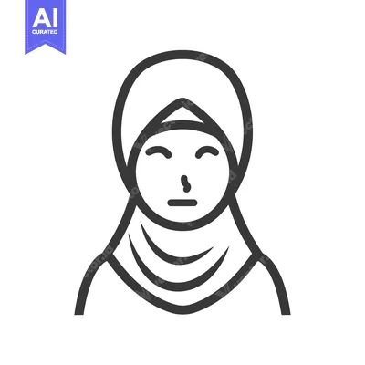 Premium design asset: An outlined simple image of a woman wearing head covering