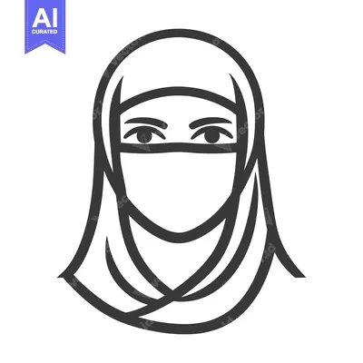 Premium design asset: An illustration depicting a woman wearing a traditional head covering