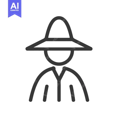 Aset desain premium: An illustration of a person wearing a broad brimmed hat