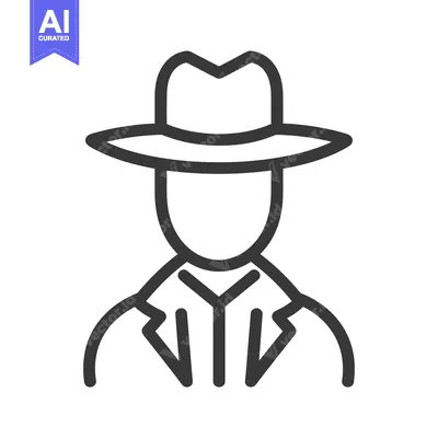 Aset premium populer: A simplistic line art depiction of a person wearing a hat
