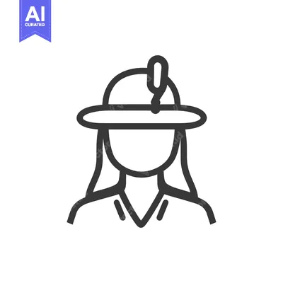 Aset premium populer: Simple vector graphic showing person wearing a sun hat and symbol