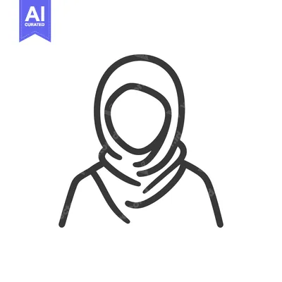 Popular premium asset: A black and white line drawing of a veiled woman