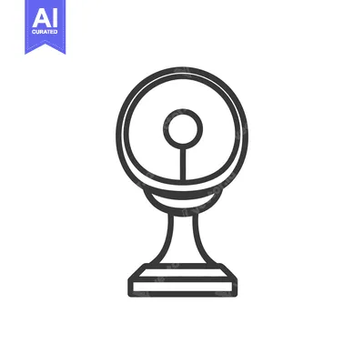 Aset desain premium: A simple line drawing of a circular standup object