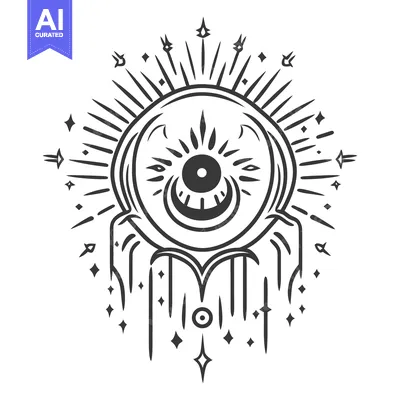 Popular premium asset: An illustration depicting an eye surrounded by celestial symbols